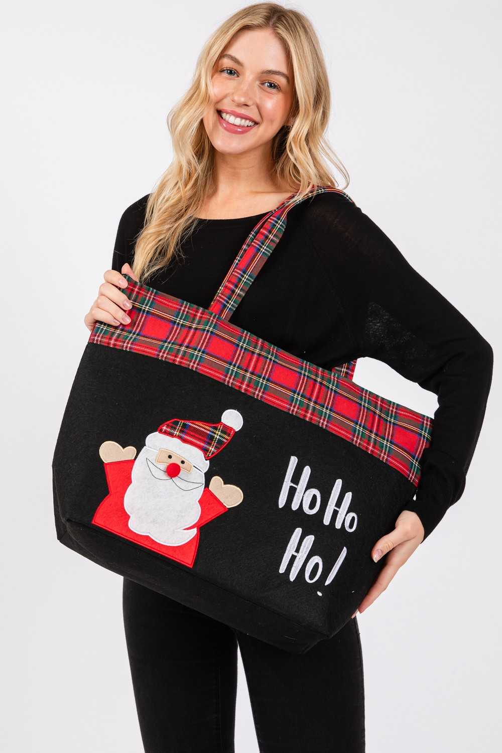 Multi Ho Ho Ho Christmas Santa Tote Bag