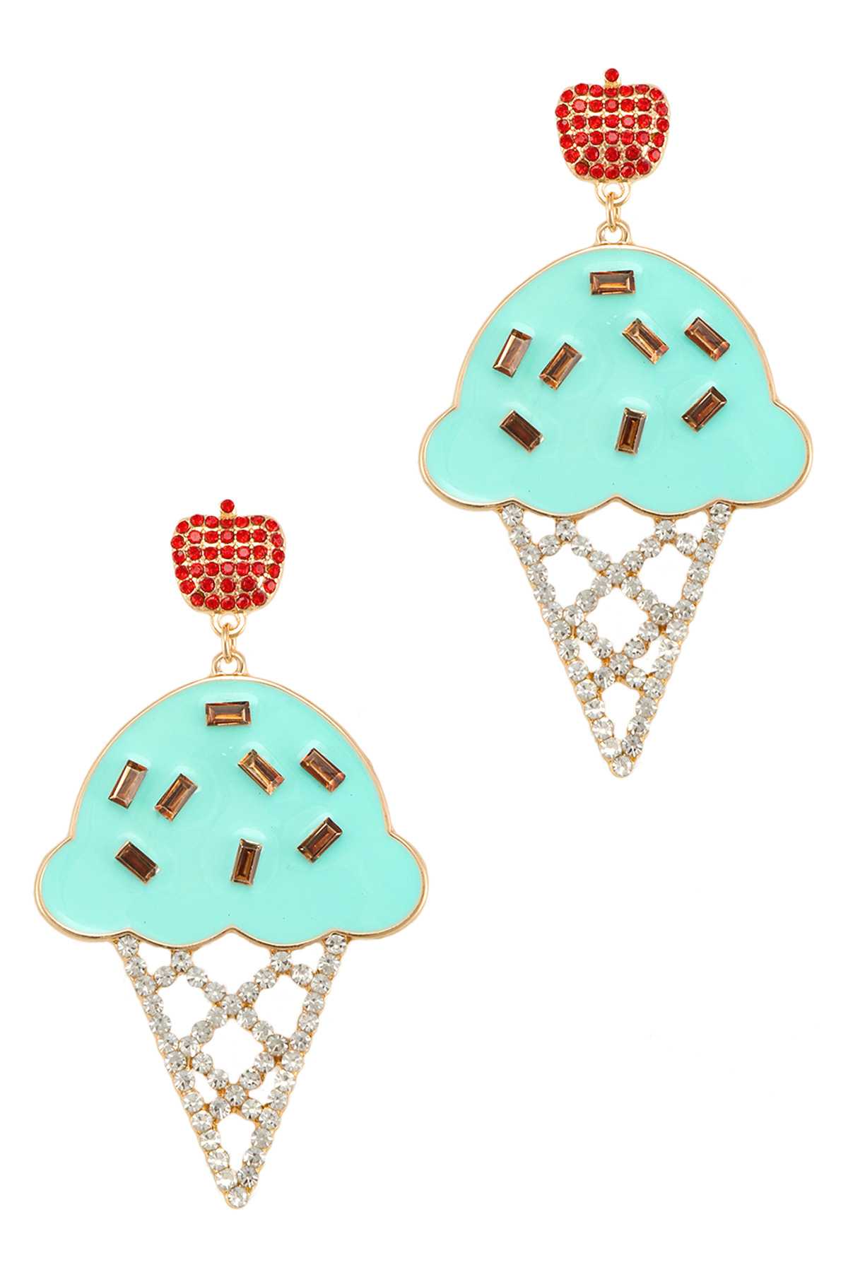 Ice Cream Cone with Apple Charm Earring