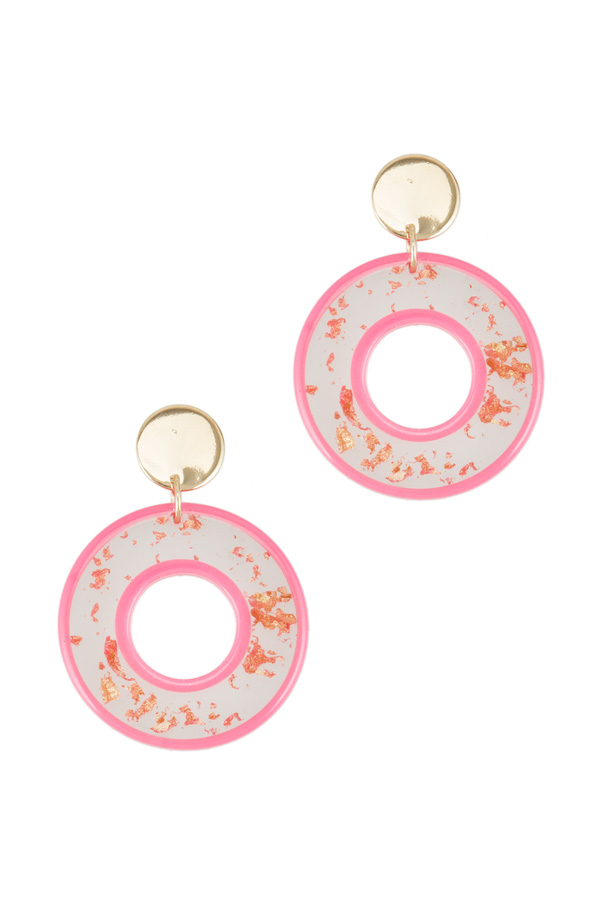 Gold Flake Lucite Circle Earring