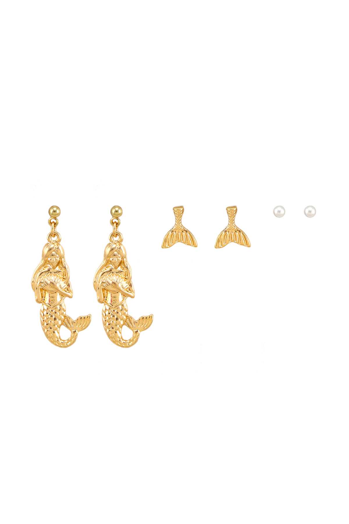 3 Pairs Mermaid and Mermaid Tail Earring Set
