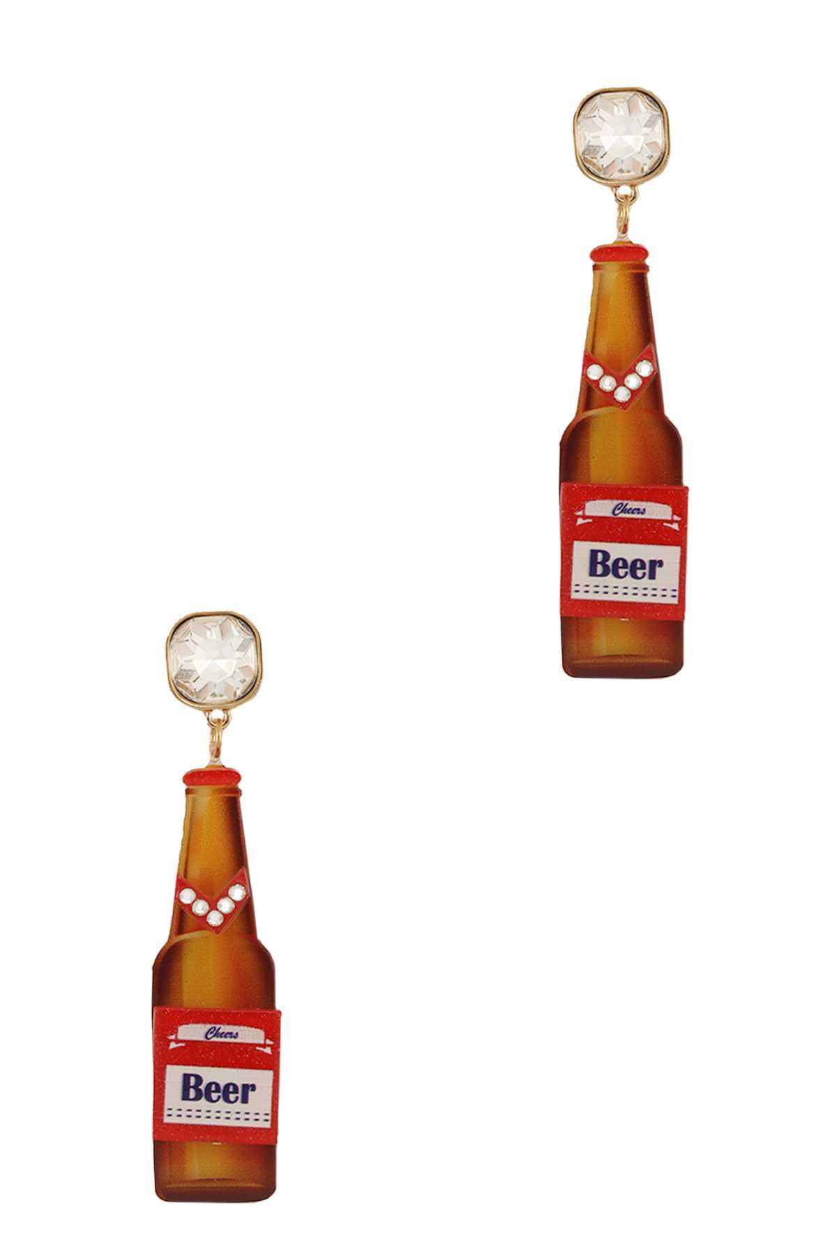 Red Beer Bottle Acrylic Earring