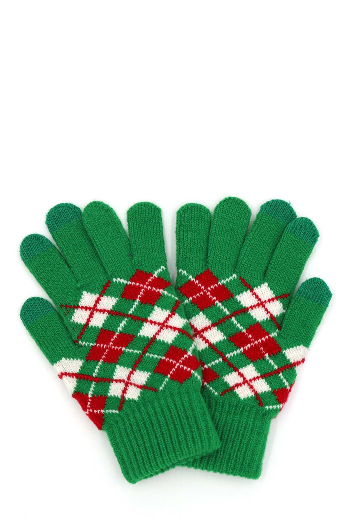 Argyle Knit Smart Touch Gloves