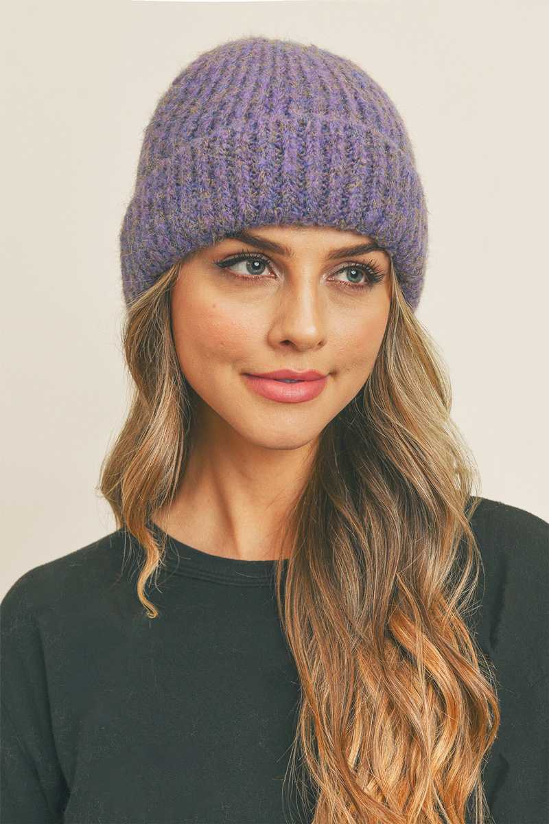 Fuzzy Mixed Color Knit Beanie