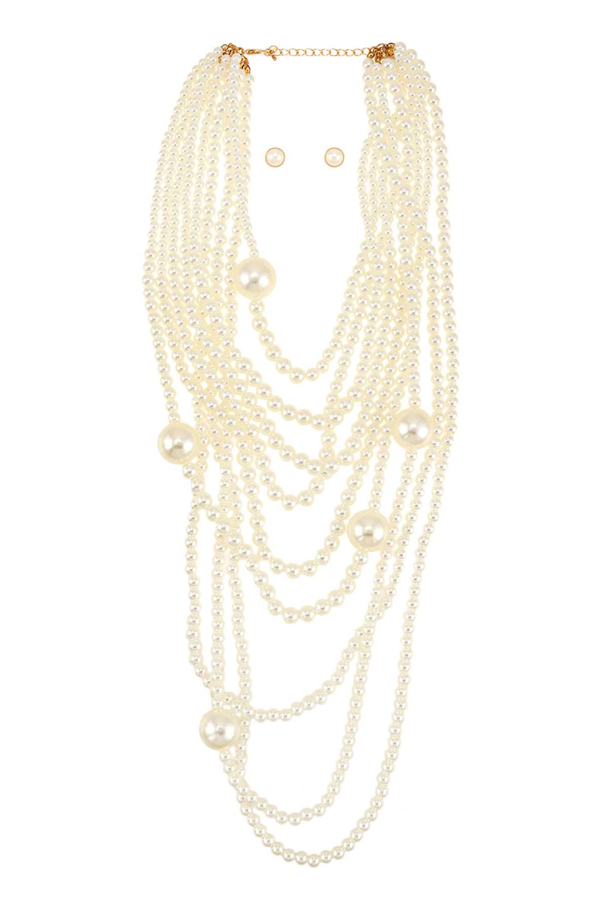 Pearl Layered Chunky Long Necklace Set