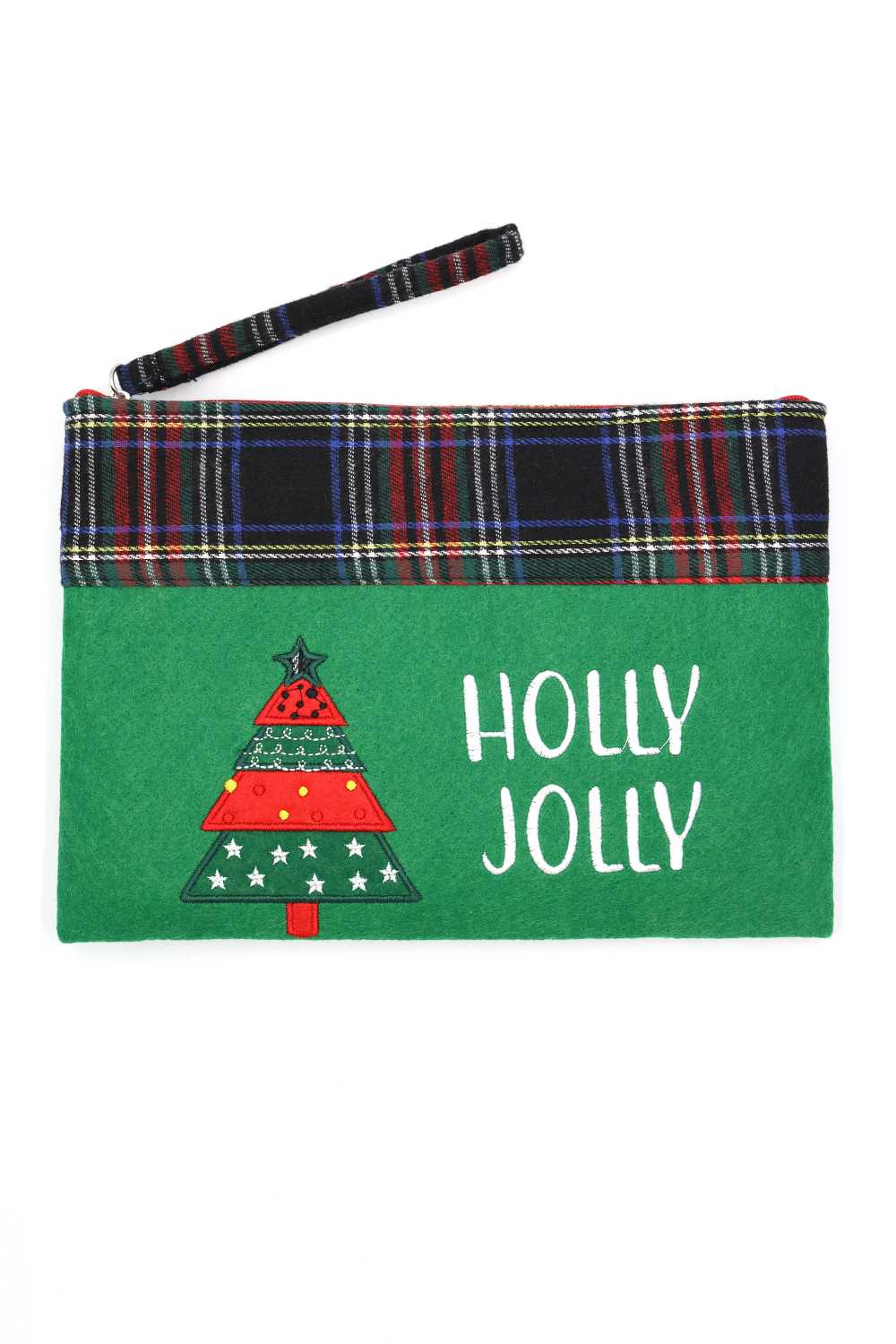 Holly Jolly Christmas Tree Pouch Bag