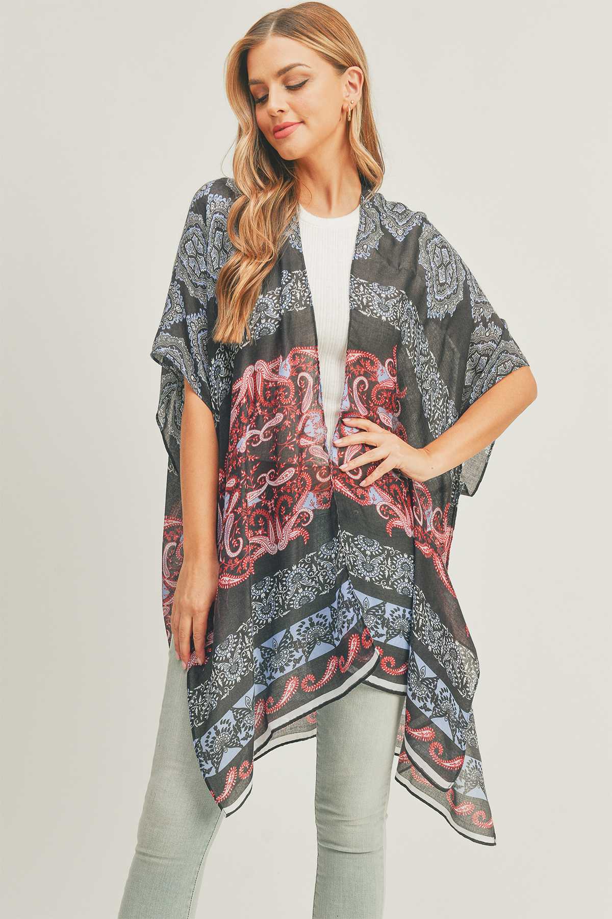Boho And Paisley Print Kimono