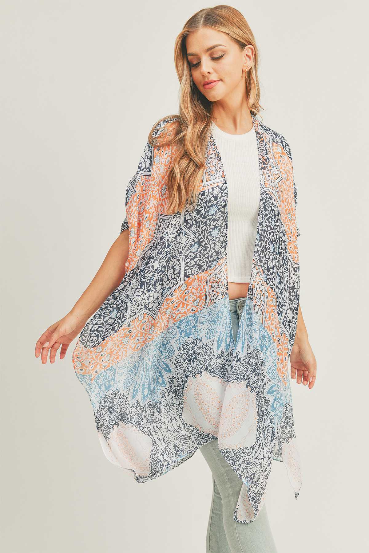 Allover Mixed Print Kimono