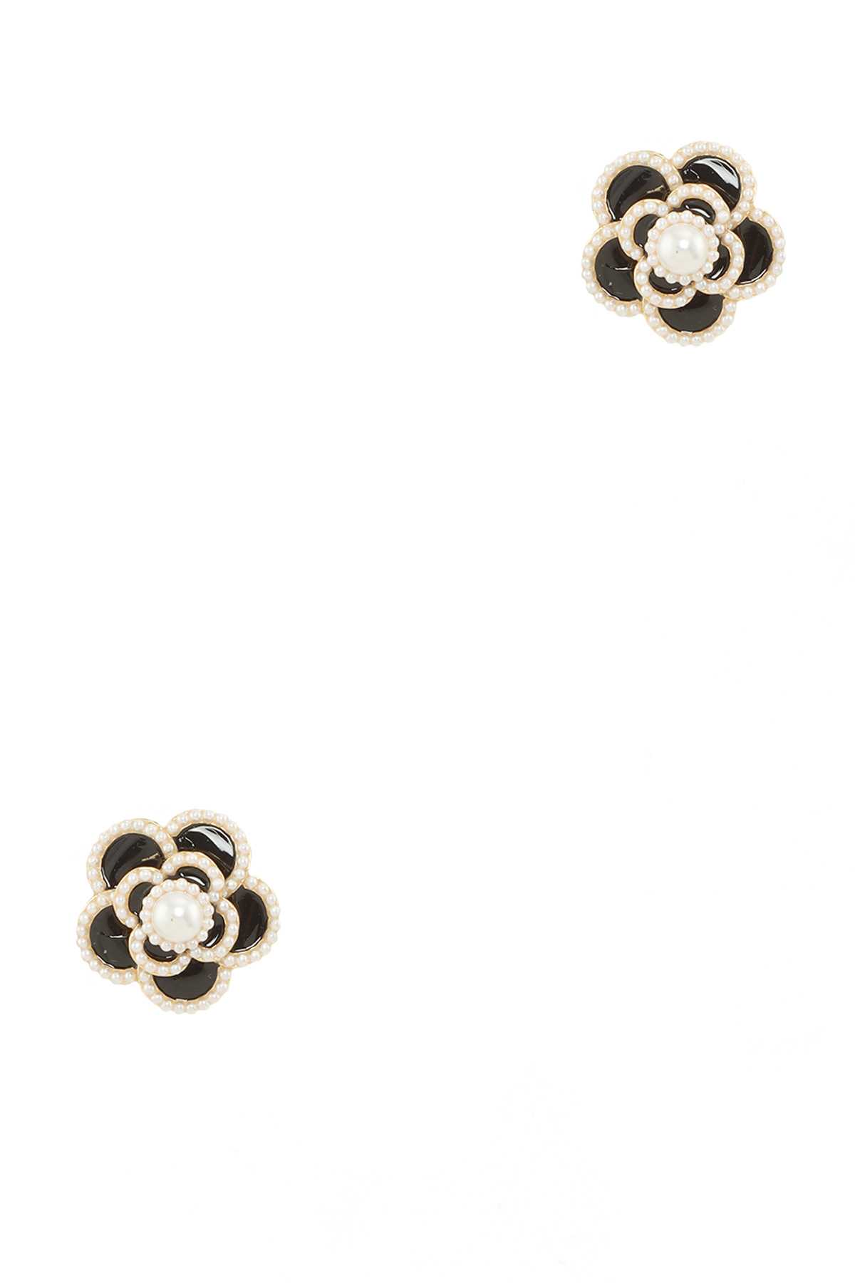 Flower with Pearl Accent Stud Earring