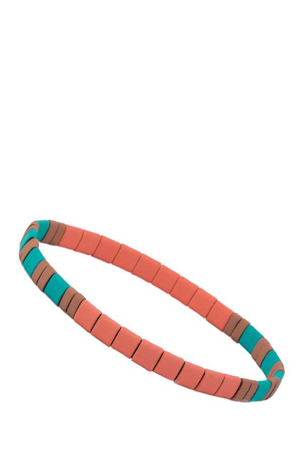 Enamel Multi Color Block Stretch Bracelet