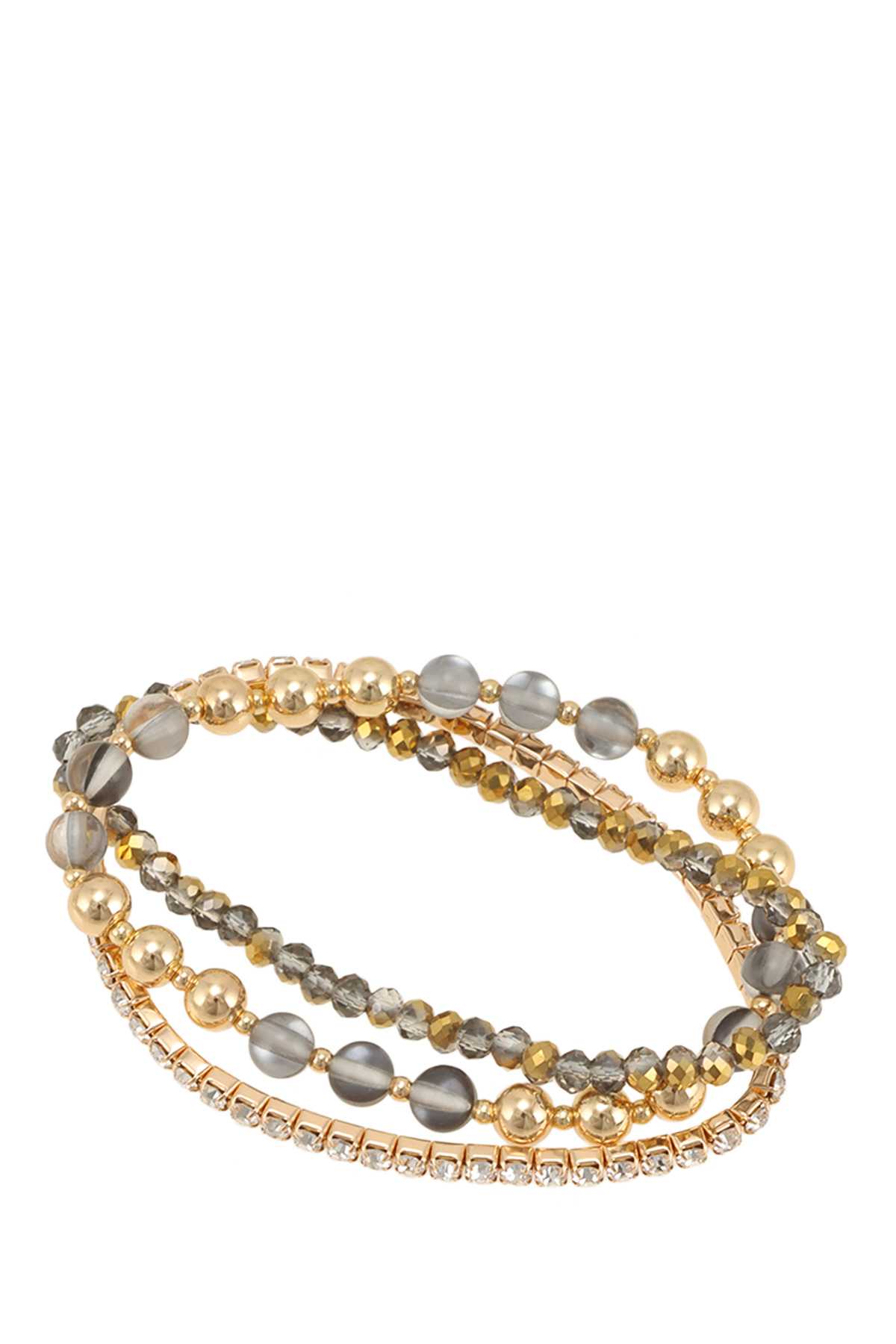 Three Row Stone Beads Stretchable Bracelet
