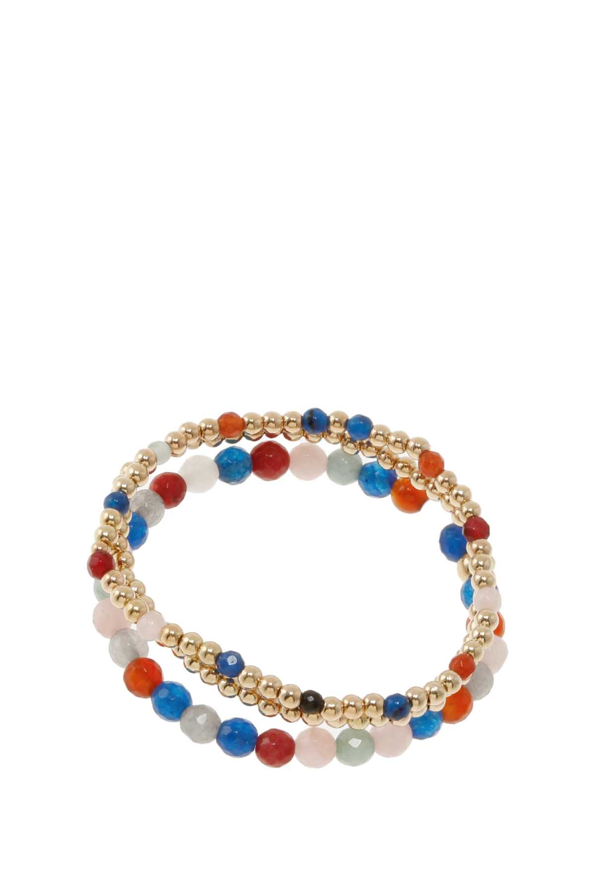 Natural Stone and Metal Beads Stretchable Bracelet
