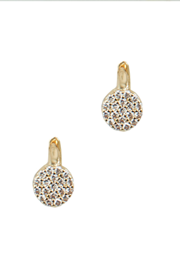Round Pave Huggie Earring