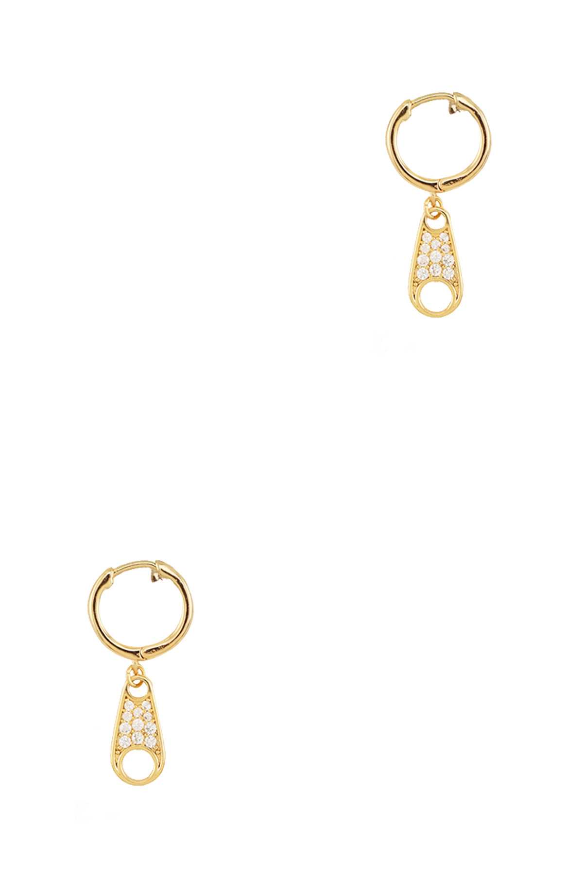 Cubic Pave Zipper Dangle Huggie Earring