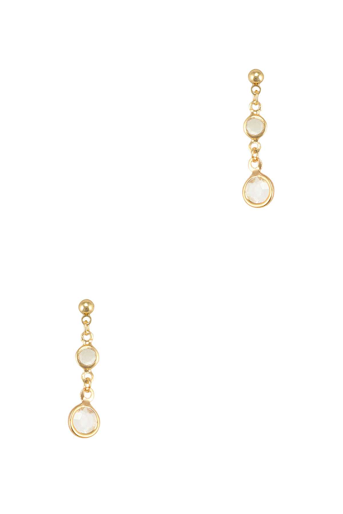 Ball and Double Glass Drop Stud Earring