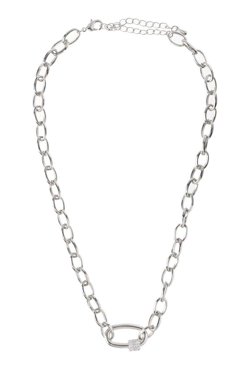 Thick Link Chain Necklace with Crew Lock Charm