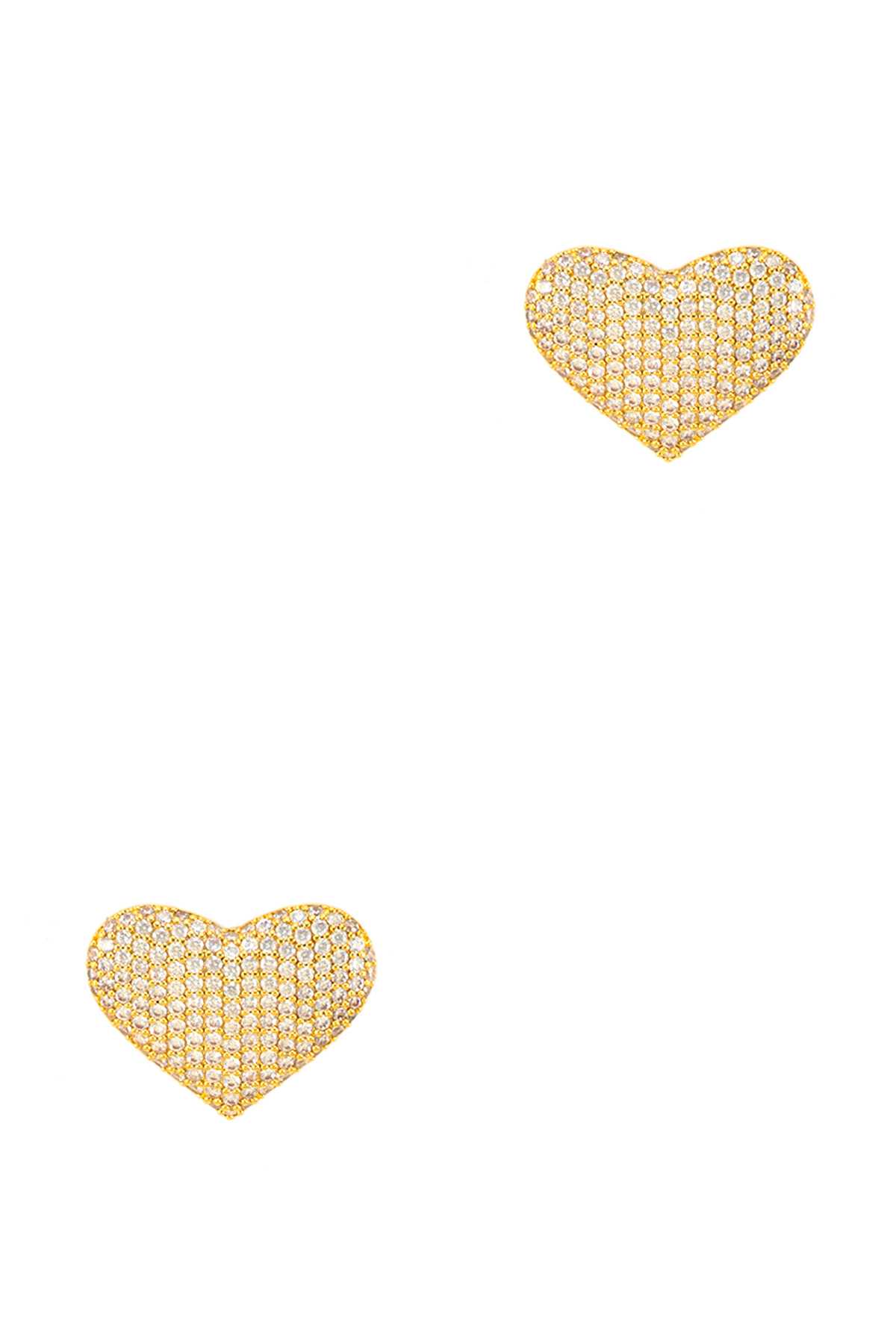 Full Cubic Pave Gold Dipped Heart Stud Earring