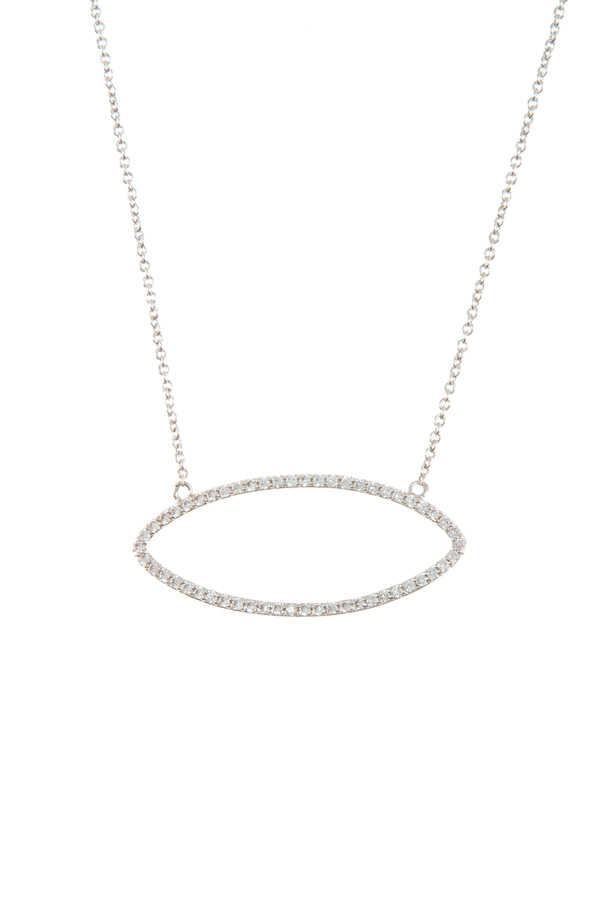 CZ encrusted oval delicate necklace
