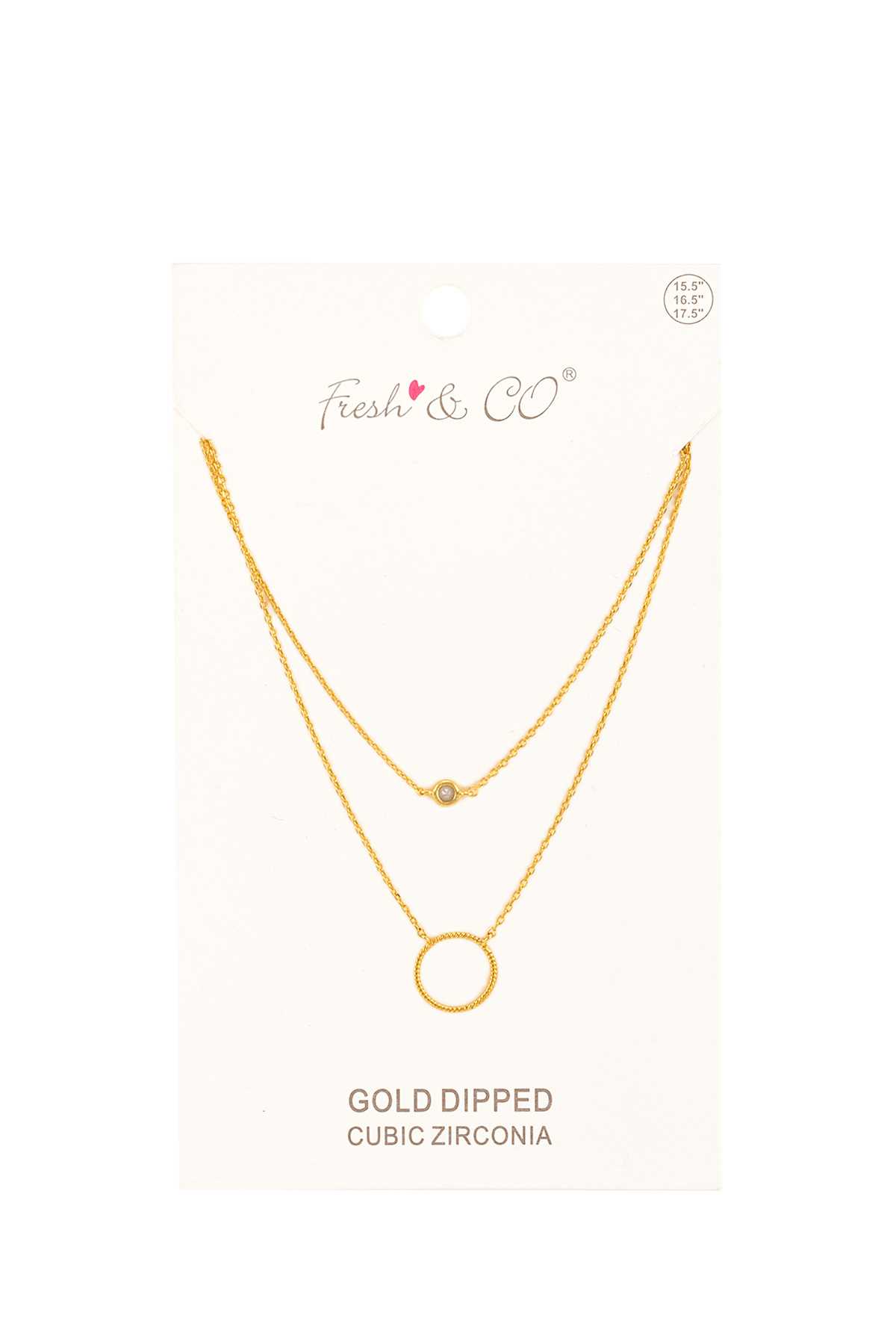 Gold Dipped Textured Circle Charm Necklace