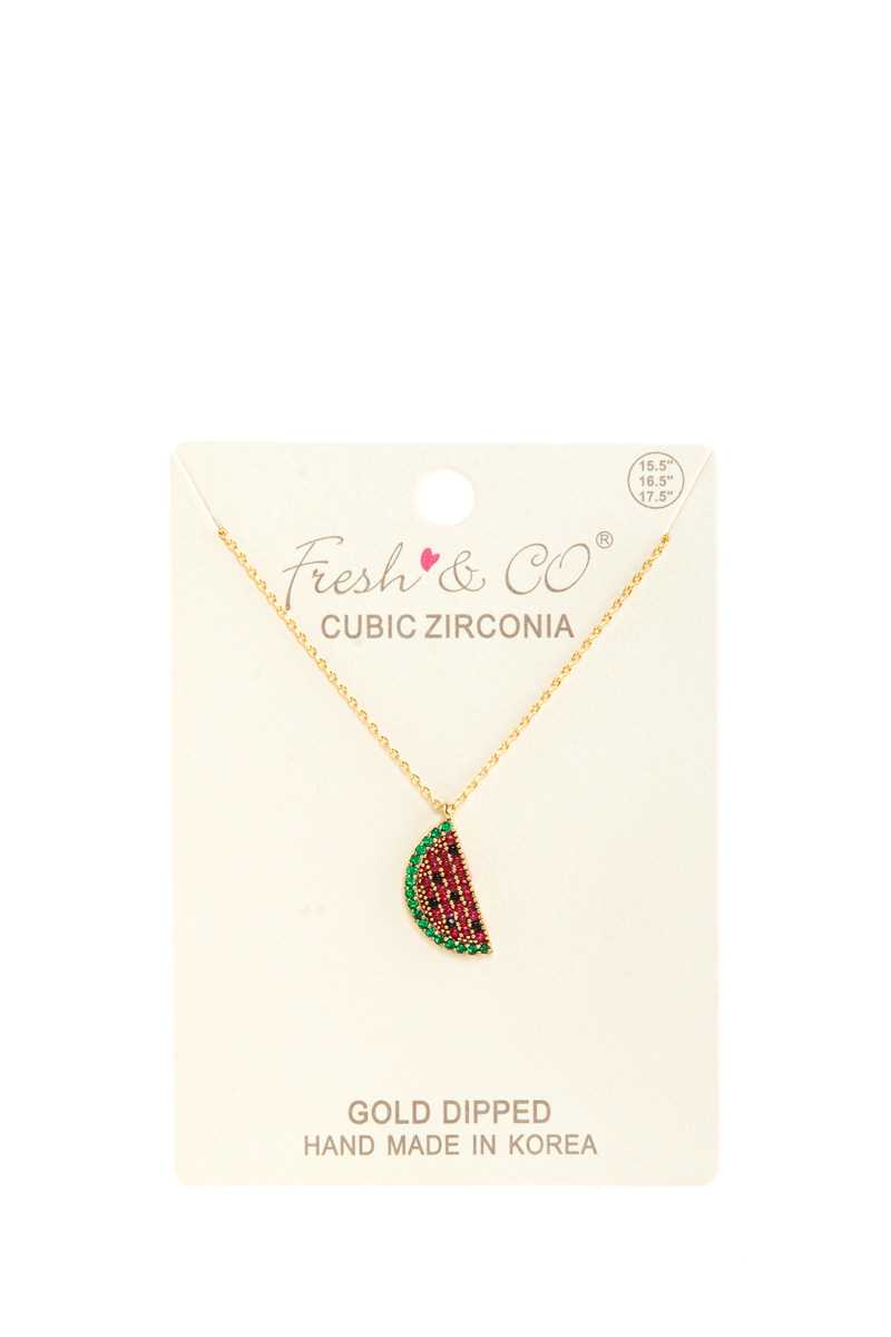 Gold Dipped Cubic Watermelon Necklace