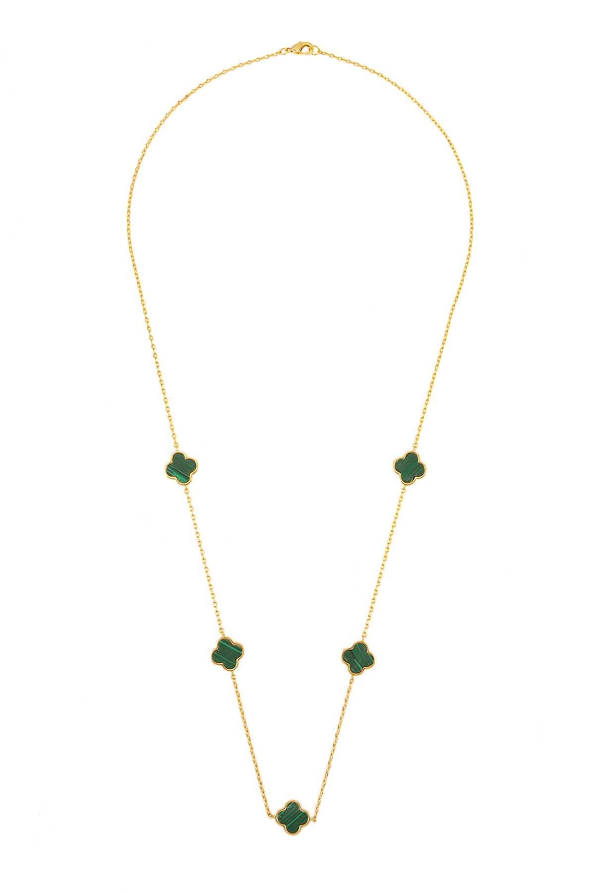 Mother of Pearl 5 Clovers Long Necklace