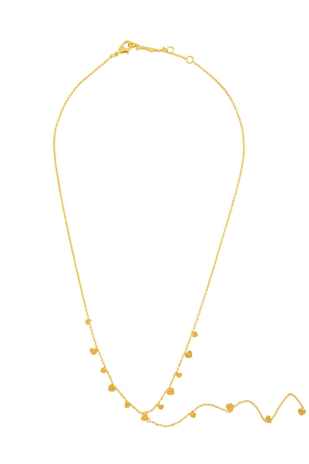 Gold Dipped Small Heart Charm Lariat Necklace