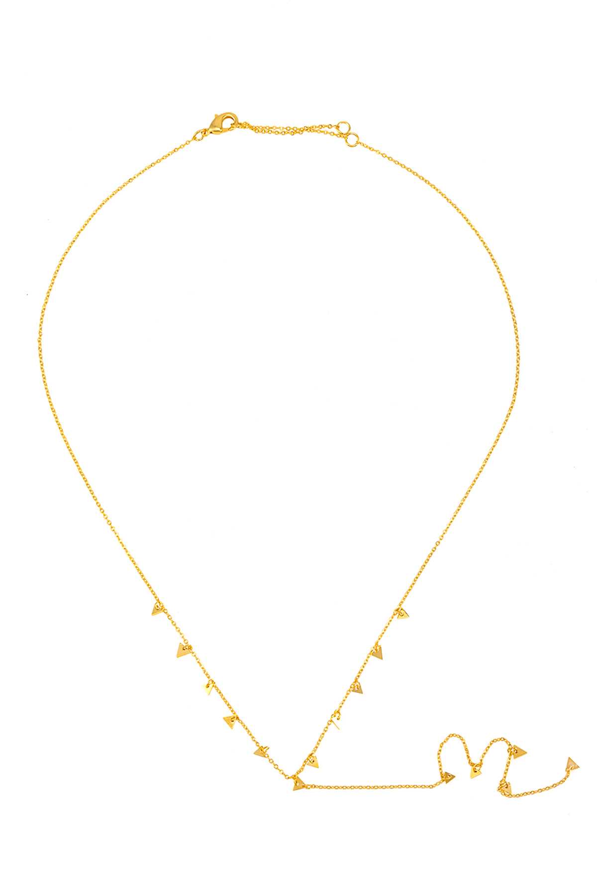 Gold Dipped Small Triangle Charm Lariat Necklace