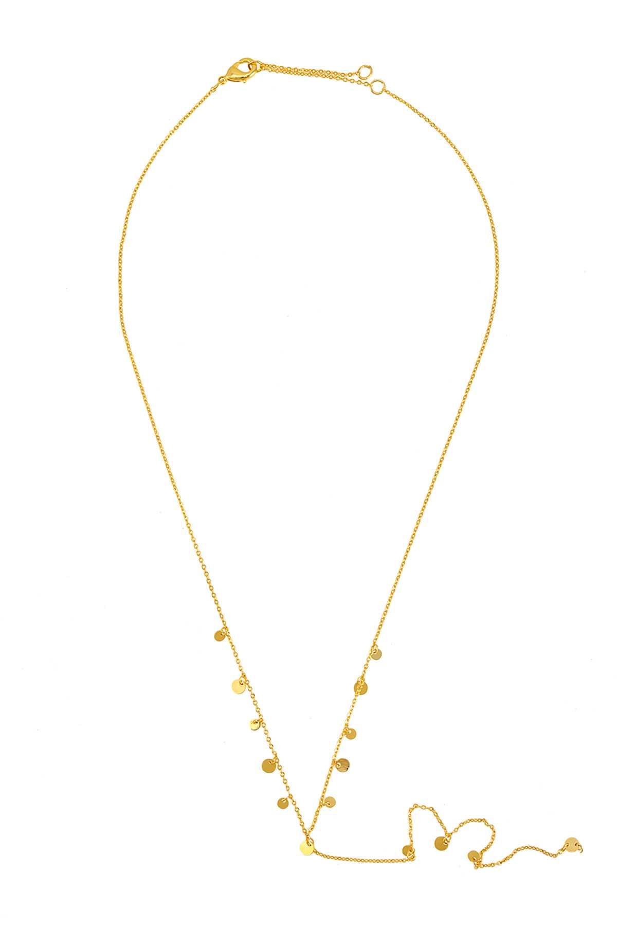 Gold Dipped Small Circle Charm Lariat Necklace