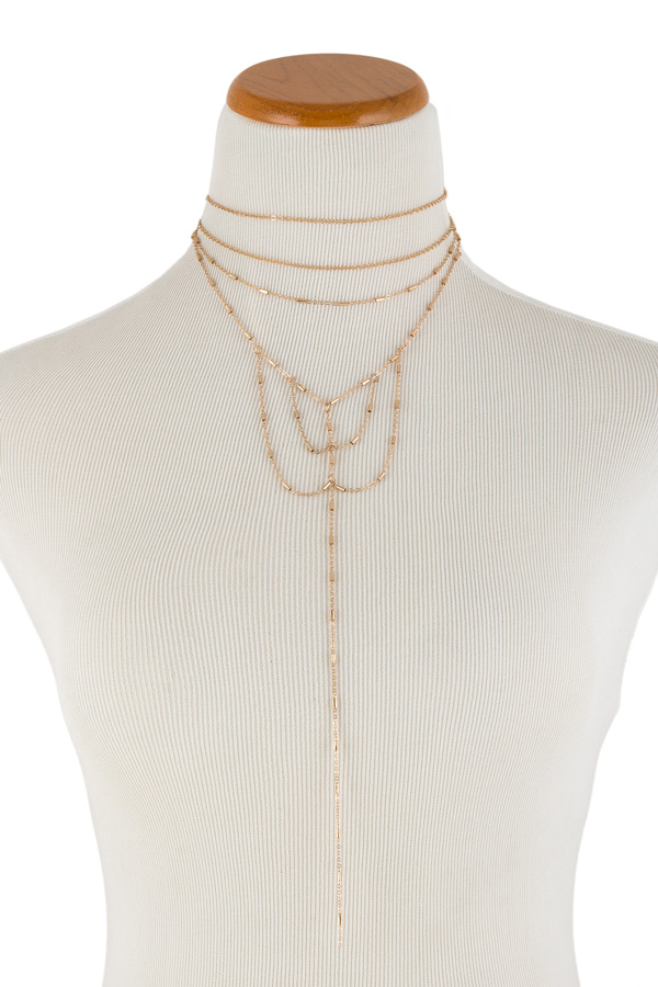 Layered metal chain necklace set