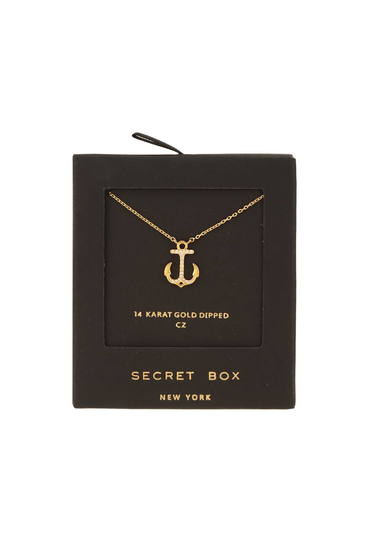 Gold Dipped Cubic Anchor Necklace
