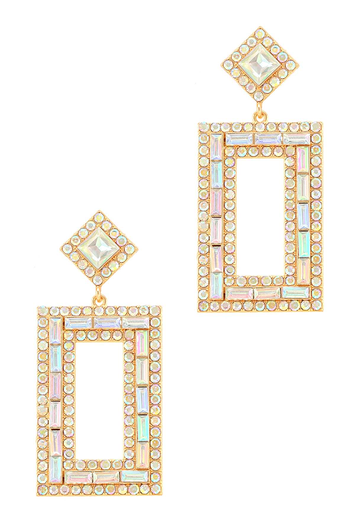 Rhinestone Rectangle Stud Earring