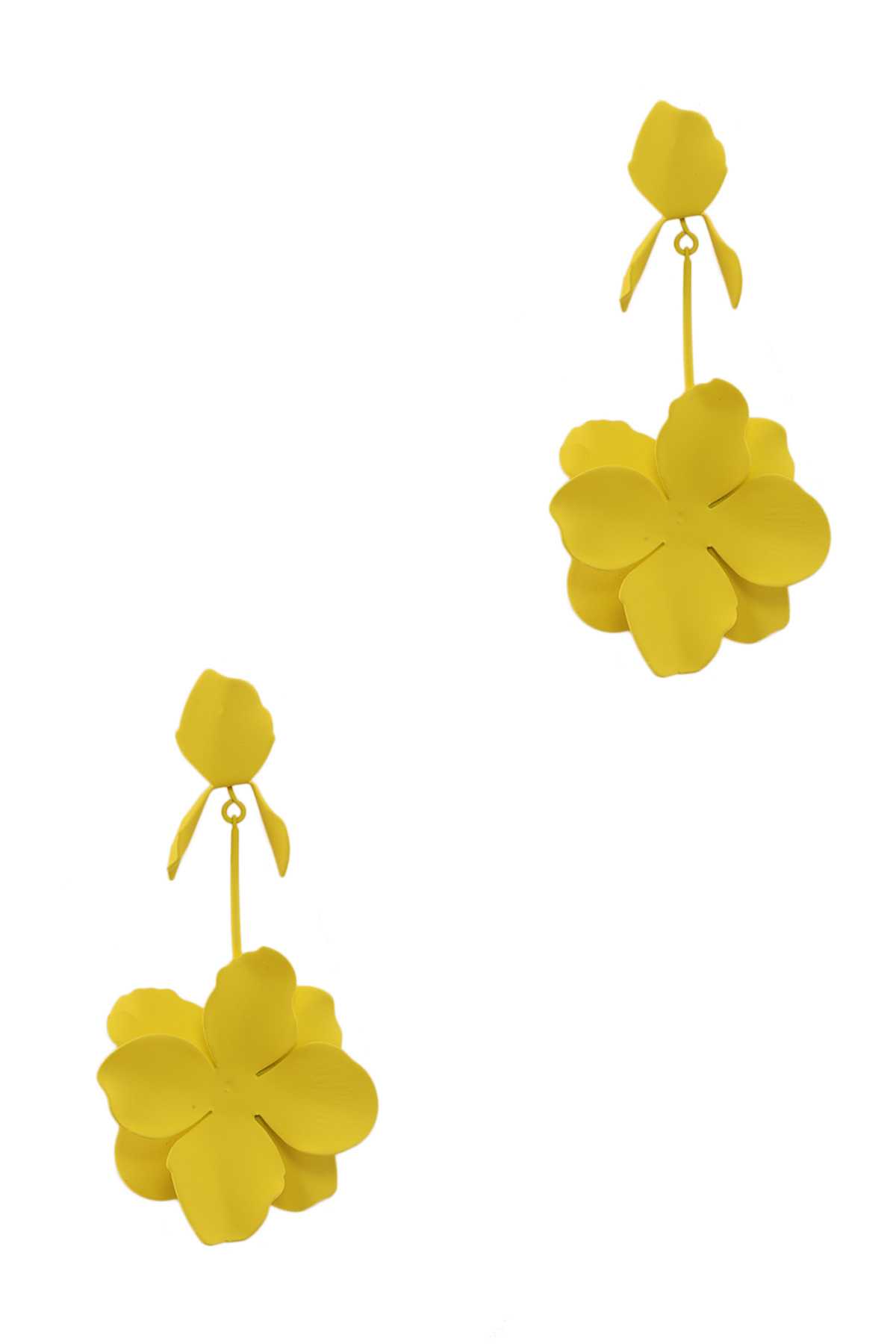 Metalic Flower Pendant Drop Earring