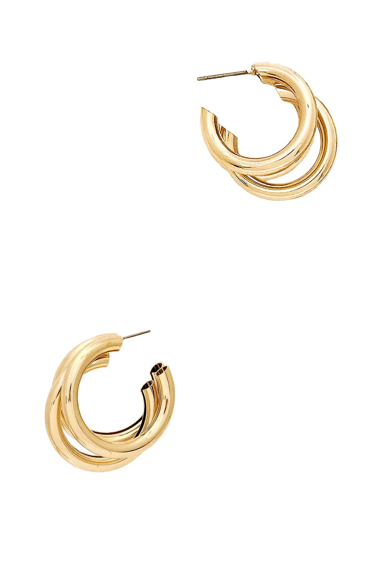 Small Triple Tube Open Statement Hoop Earring