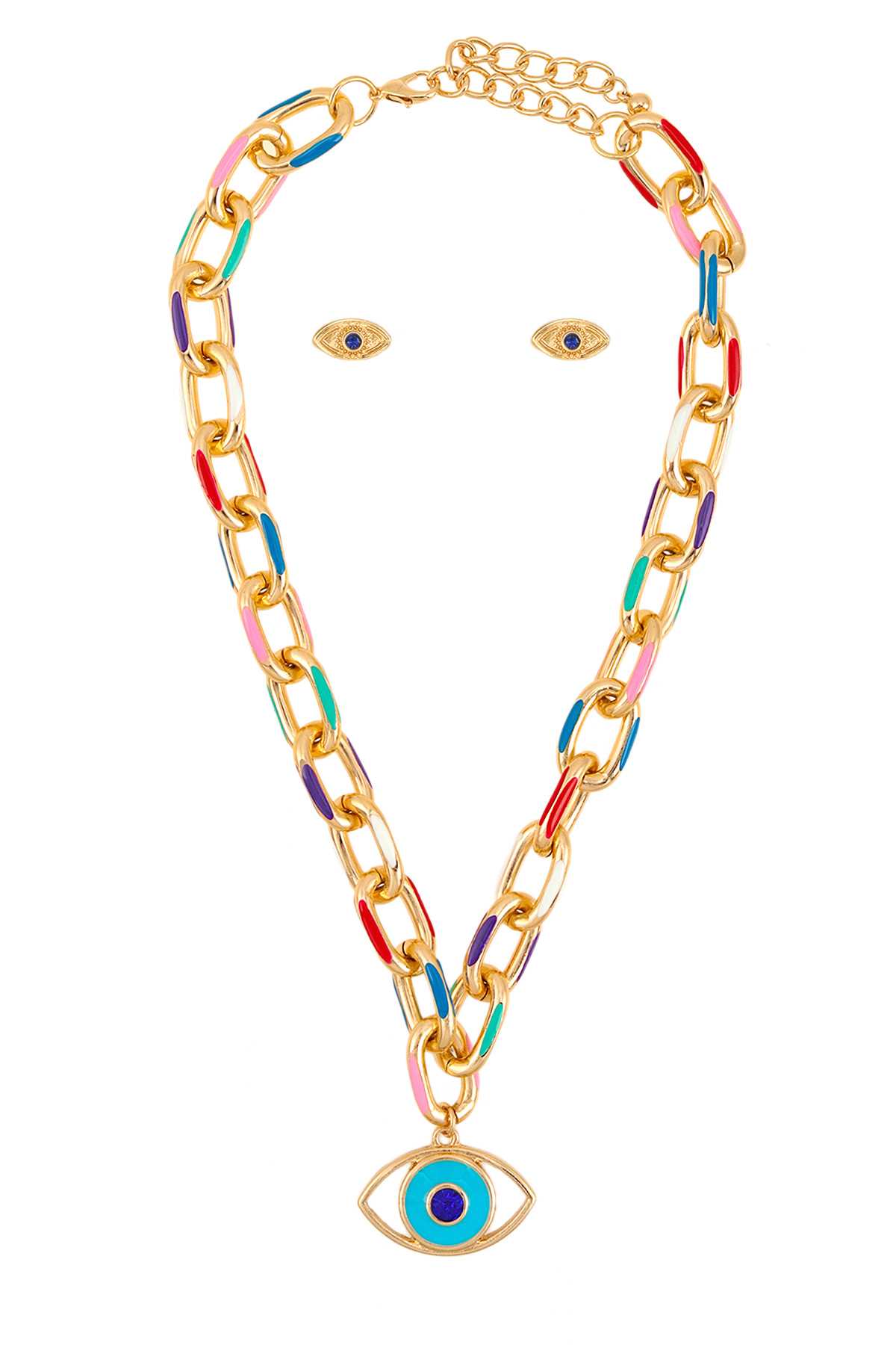 Evil Eye Charm Multi Color Chain Necklace
