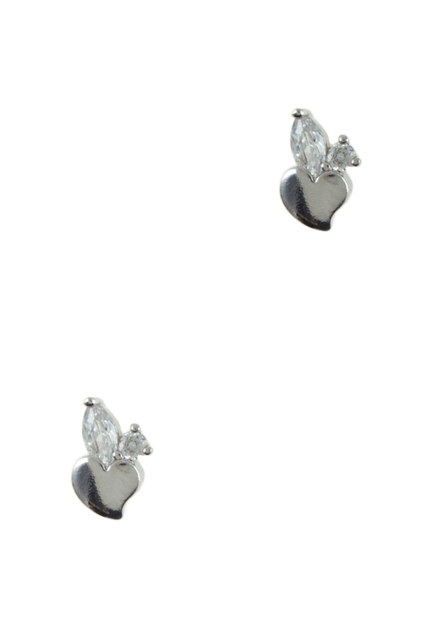 Crystal top heart stud earring