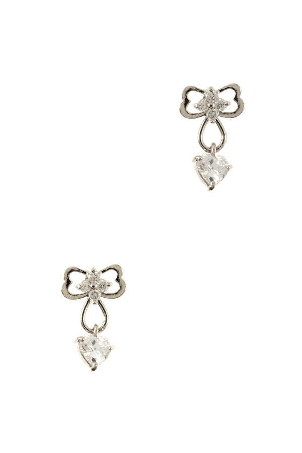 Heart crystal accent stud earrings