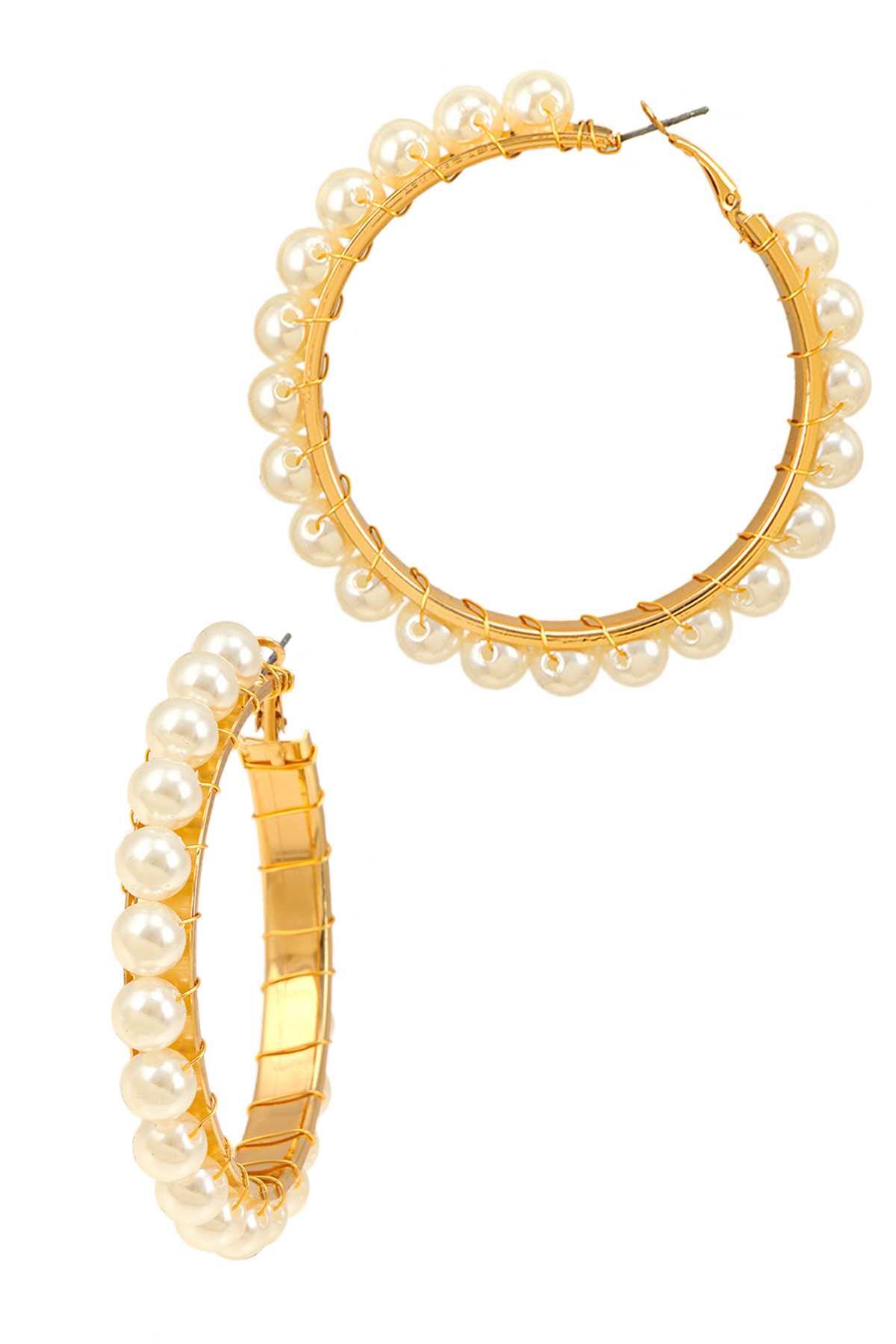 Pearl Wired 60mm Hoop Earring