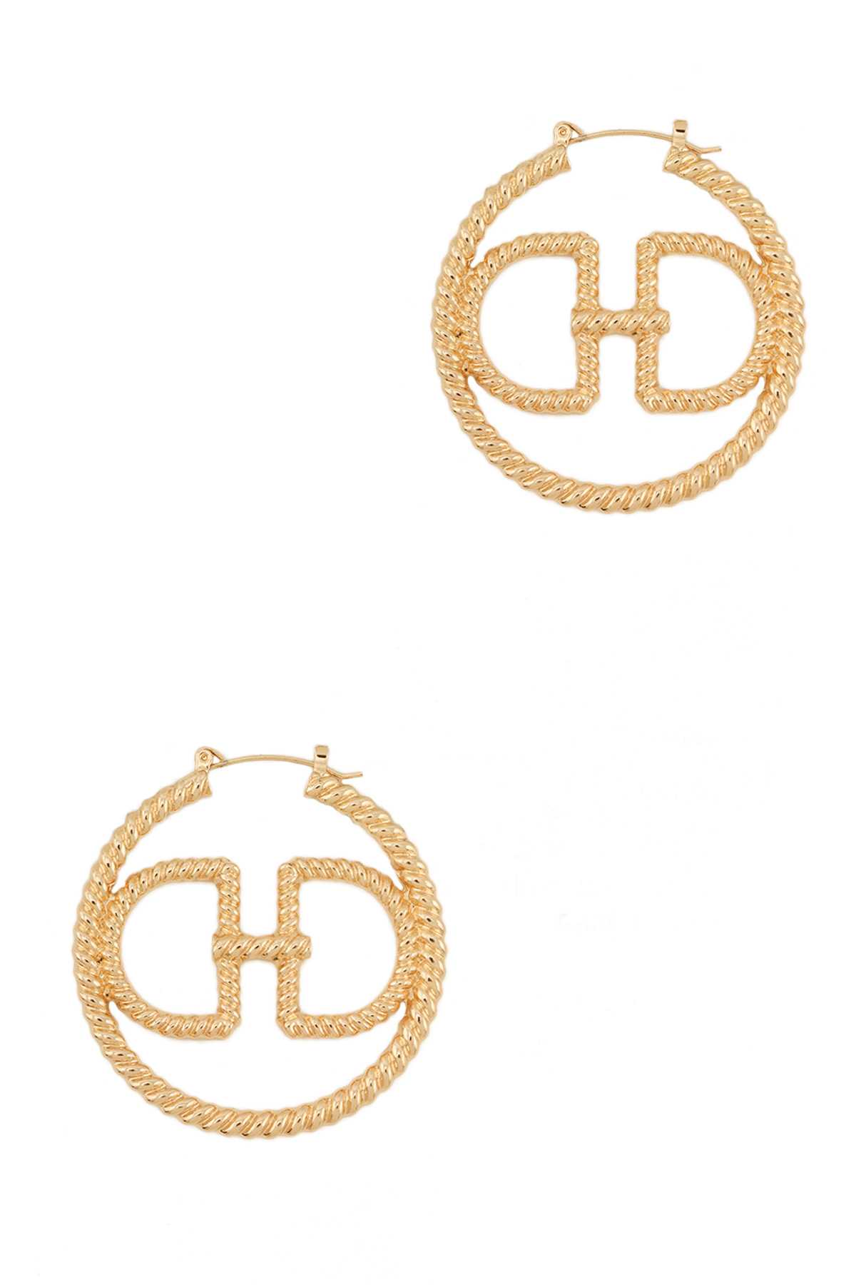 Metal Double D Accent Hoop Earring