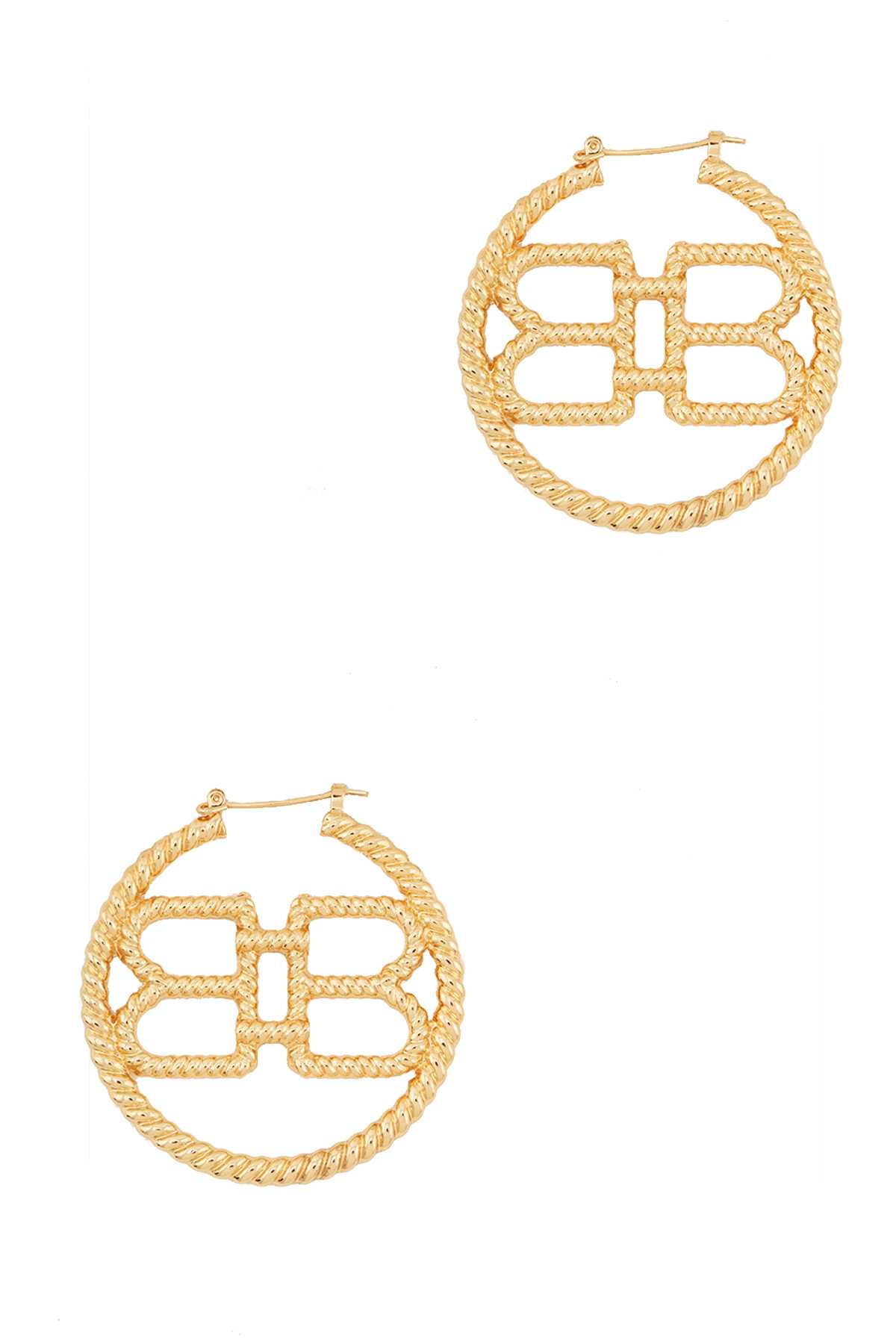 Metal Double B Accent Hoop Earring